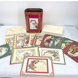 Christmas Greeting Card Set VTG-Victorian Style Stationery Tin Raphael Tuck